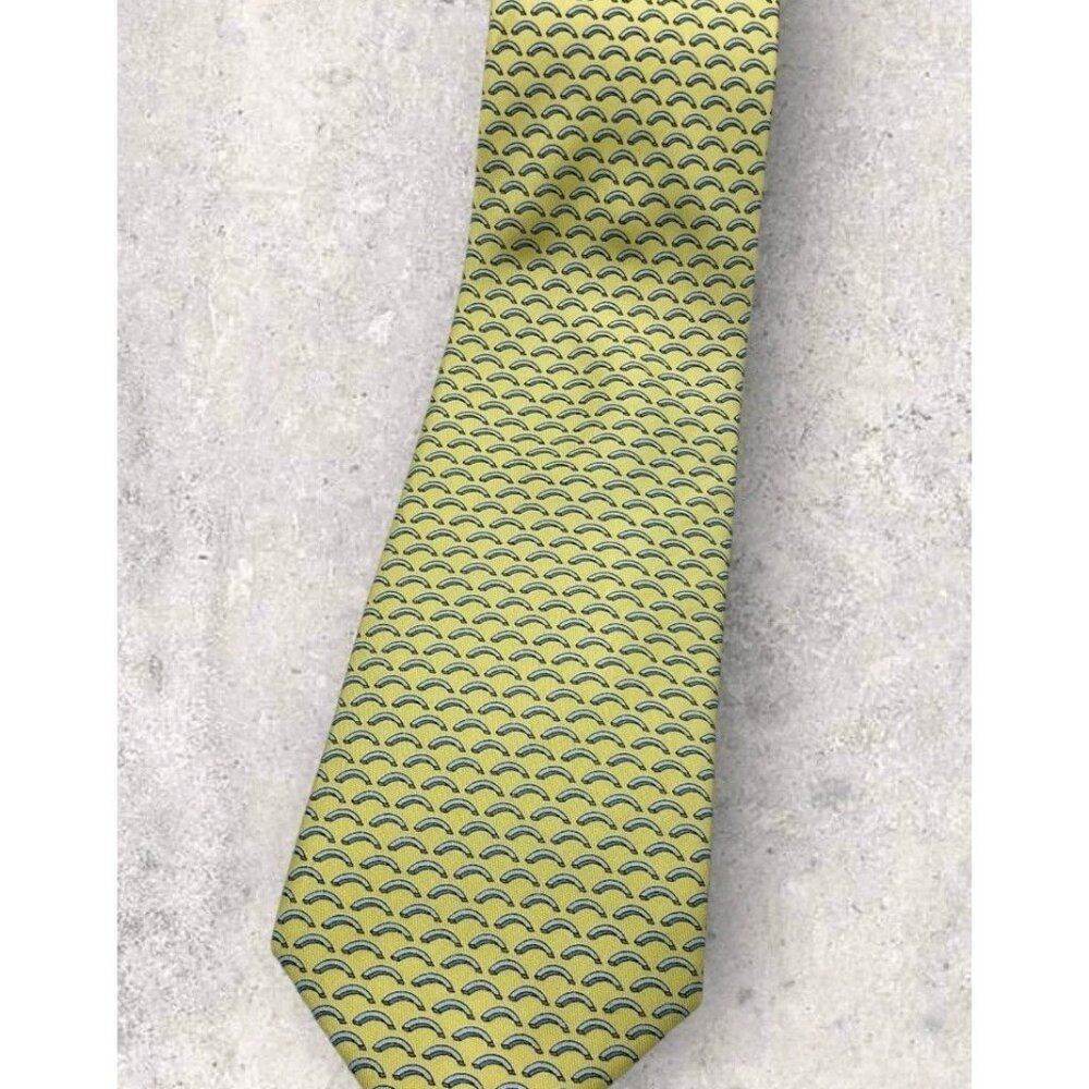 VINEYARD VINES Silk Tie USA Yellow Bow W:3.7" EUC - Picture 6 of 6